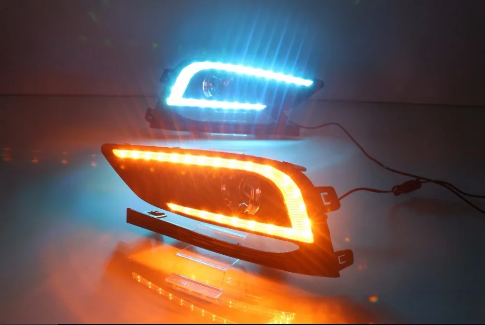 Qirun led drl daytime running light for Chevrolet cruze 2016-2017 with yellow turn signals +dimmer and blue night |
