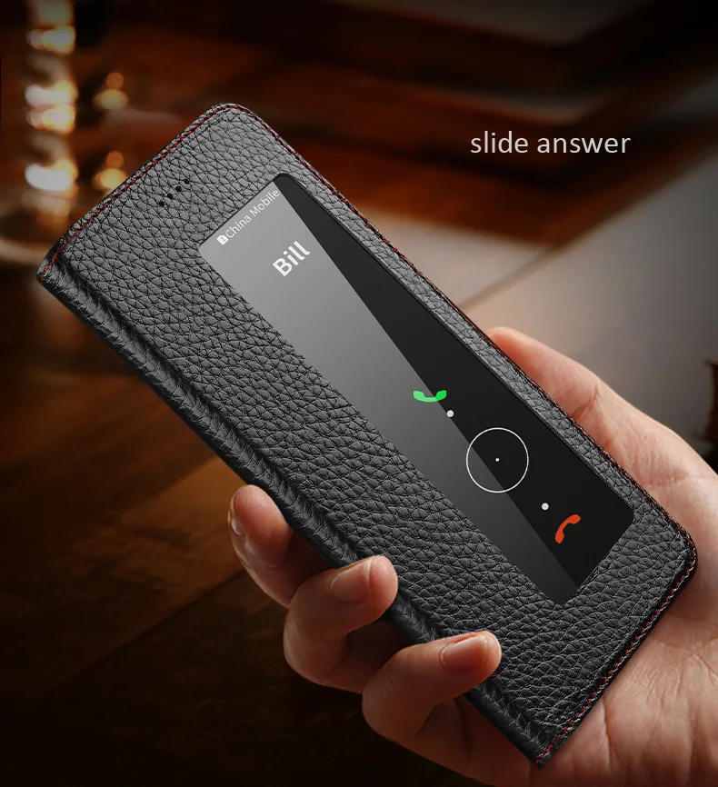 Подлинная истинная природа кожа флип чехол для huawei P30 Pro Личи окна Смарт сна Магнитная