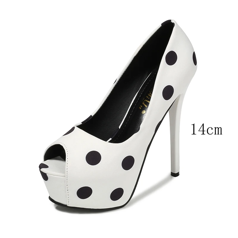 white 14cm Г., новые туфли на платформе женские туфли-лодочки с открытым носком женская обувь женские вечерние свадебные туфли на высоком каблуке chaussure femme talon - Цвет: white 14cm