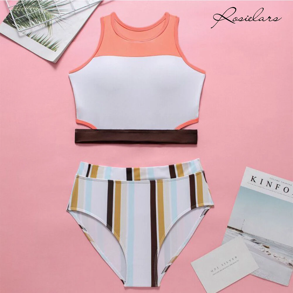2019 ROSIELARS Летняя Пляжная Сексуальная танкини из двух частей для женщин купальник