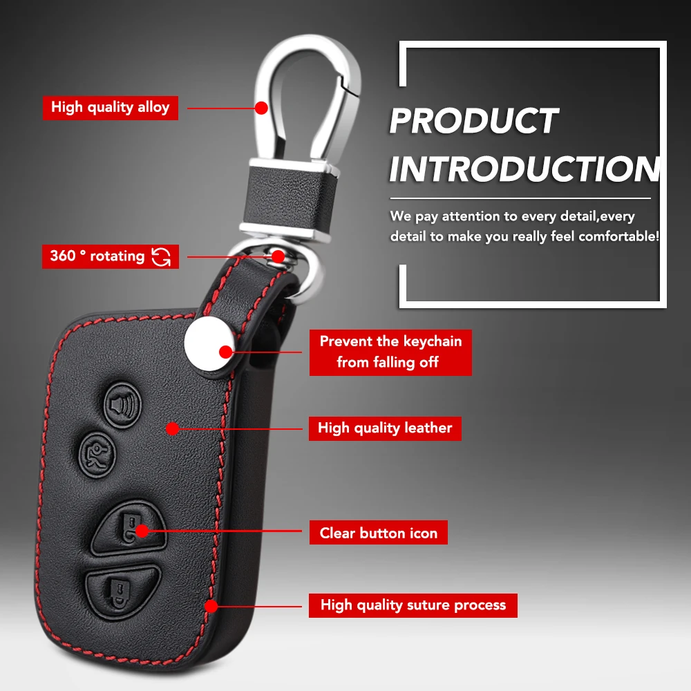 Кожаный чехол для ключей Lexus Smart Key ES 300h 250 350 IS GS CT200h RX CT200 ES240 GX400 LX570 RX270 4BTNS |