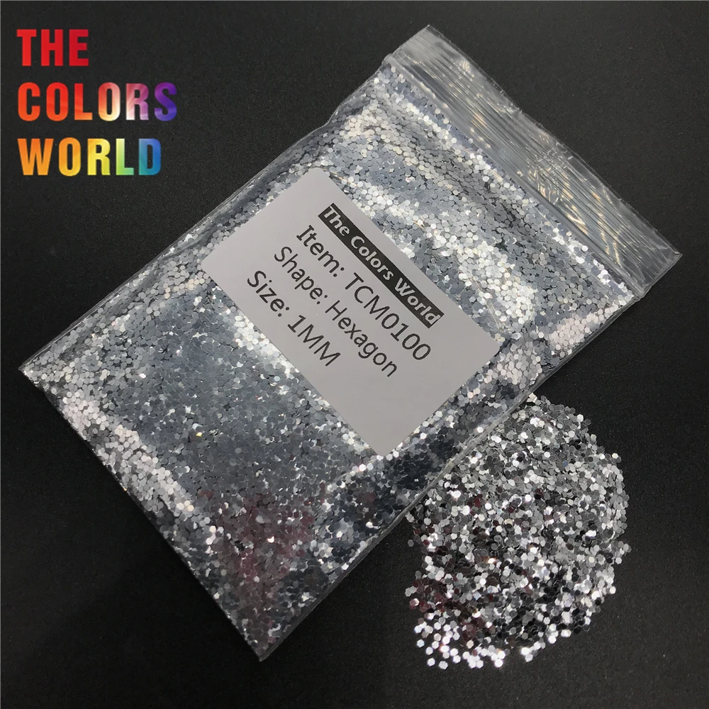 Яркий серебристый блеск TCM0100 металлический шестиугольной формы блестки для