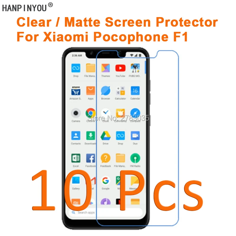 

10 шт./лот для Xiaomi Pocophone Poco F1 6,18 дюйма HD Прозрачная/Антибликовая матовая защитная пленка для экрана (не закаленное стекло)