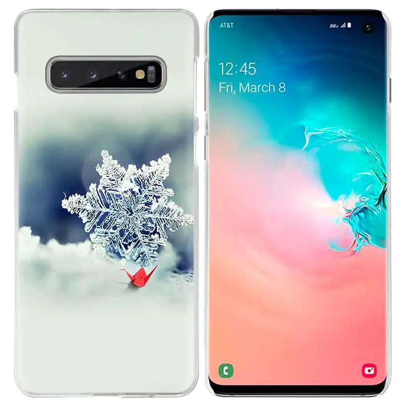 04 Рождественская снежинка чехол для samsung Galaxy S10 5G S10e S9 S8 M30 M20 M10 J4 J6 плюс J8 Note 8 9 прозрачный жесткий чехол из пк для телефона - Цвет: 04