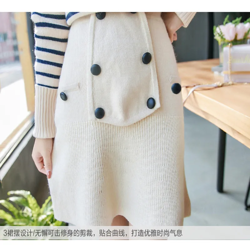 Женский Дизайнерский Костюм трикотажный свитер с длинным рукавом + комплект из