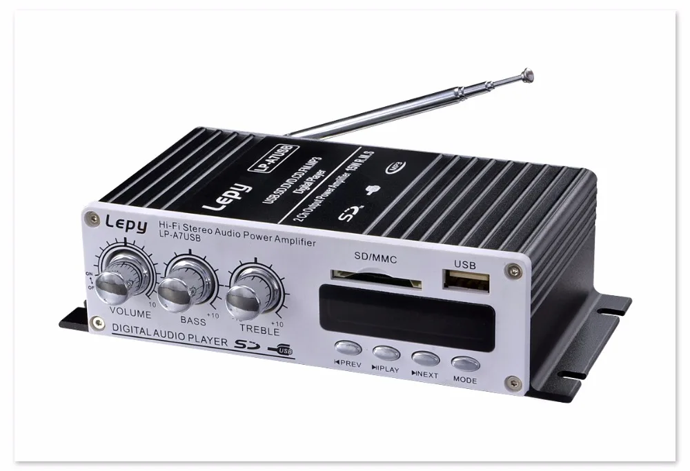 Bluetooth Lepy LP-A7USB усилители мощности с 12V3A мощность и аудио кабель Многофункциональный FM SD USB MP3-плеер для домашнего автомобиля