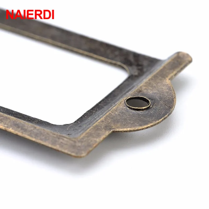 NAIERDI 10 шт. 82*30 мм ручка старинный медный ярлык Pull Frame имя файла держатель карты для