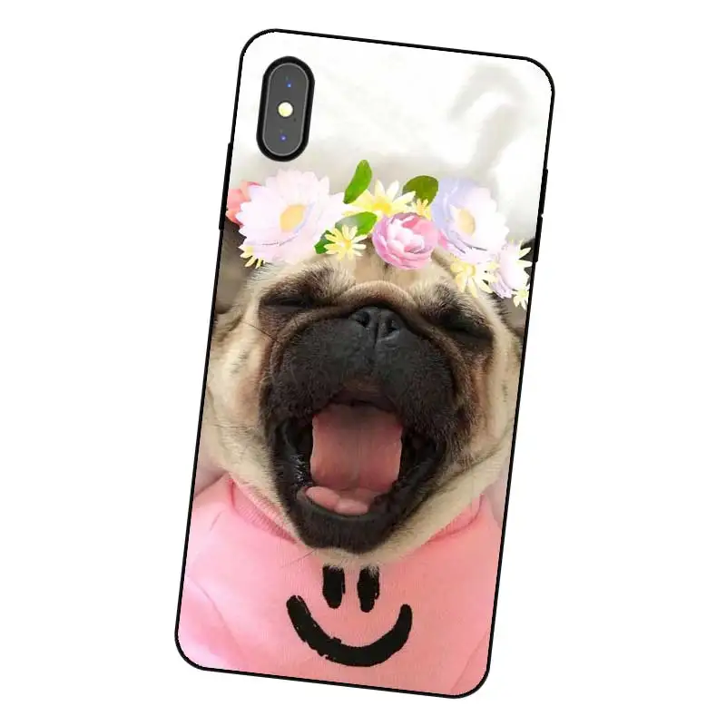 P173 Pug Black Silicone Case Cover For Apple iPhone 11 Pro XR XS Max X 8 7 6 6S Plus 5 5S SE |