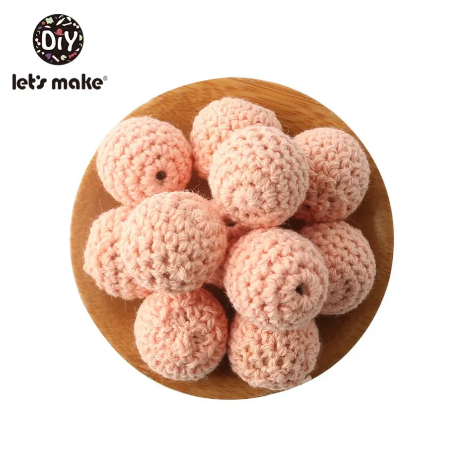 16 Let'S Make 20 мм 10 шт деревянные вязаные бусины жевательные бусины Diy деревянный Прорезыватель жемчужный бисер для детской кроватки игрушка сенсорная погремушка Детская Игрушка прорезыватель - Цвет: 16