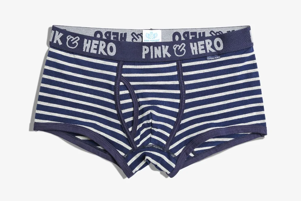 5 шт. Pink Heroes высокого качества нижнее белье из хлопка, Для мужчин шорты-боксеры классическое Полосатое привлекательное мужские трусы с u-образной выпуклостью спереди