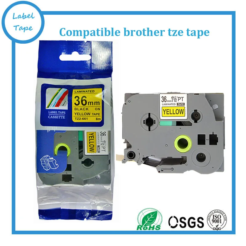 

12pk/лот Brother 36 мм tze этикетка черная на желтой ленте p сенсорная этикетка tz лента tz-661 tze661 tze 661