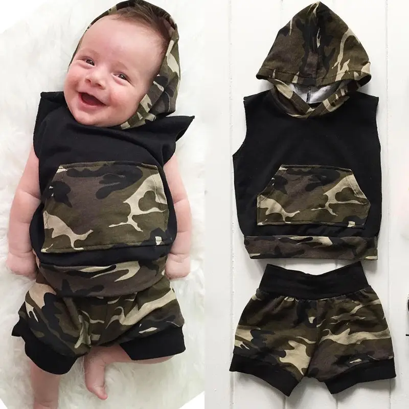 Newborn Infant Toddler Baby Boy Girl Unisex Clothes Hooded Vest Top T shirt Pants Outfits 2PCS Set | Детская одежда и обувь
