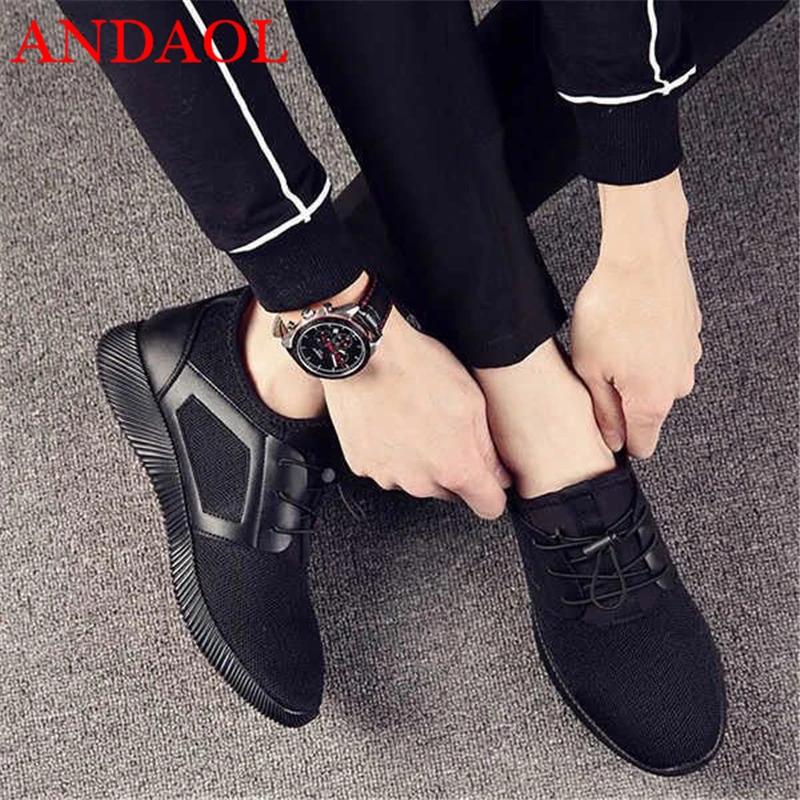 

ANDAOL Men's Casual Shoes Top Quality Mesh Breathable Light travel Sneakers New Luxury Soft Non-Slip Anti-Odor Campus Trainers