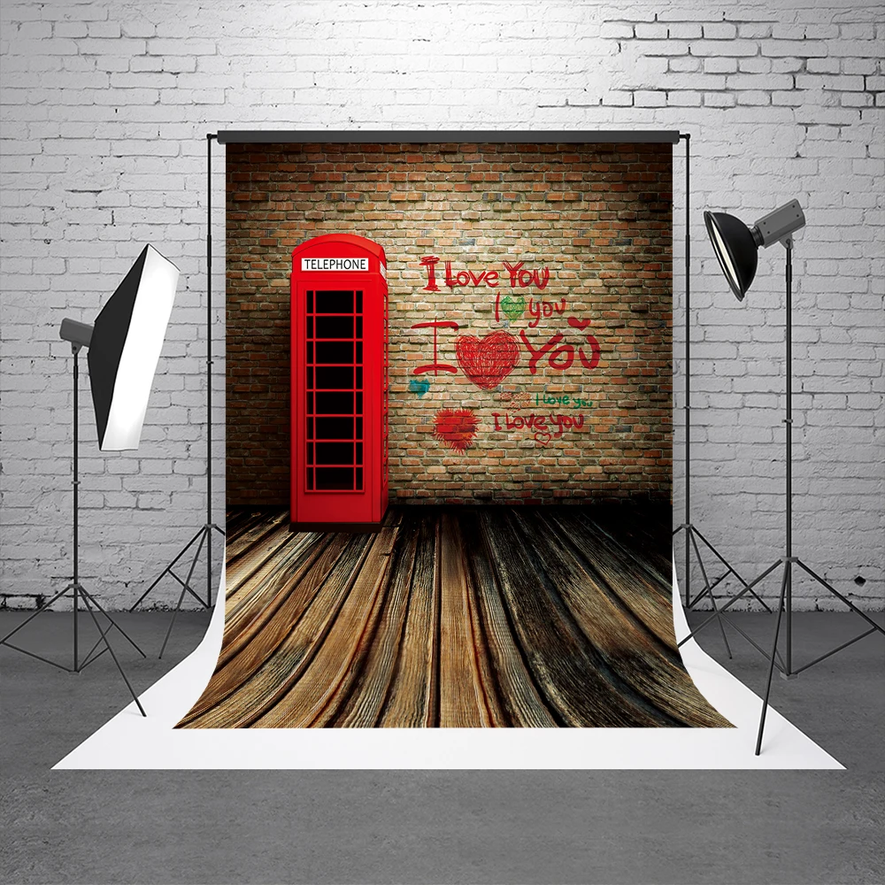 VinylBDS кирпичная стена фон для фотосъемки деревянный пол фотостудии любовь