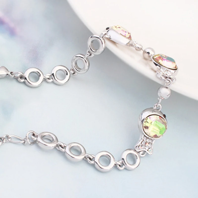 2017 New Fashion Crystal from Swarovski Bracelet Lovely Fish Shape Bradawl Luxury Bangles Women Romantic Jewelry Wholesal | Украшения и