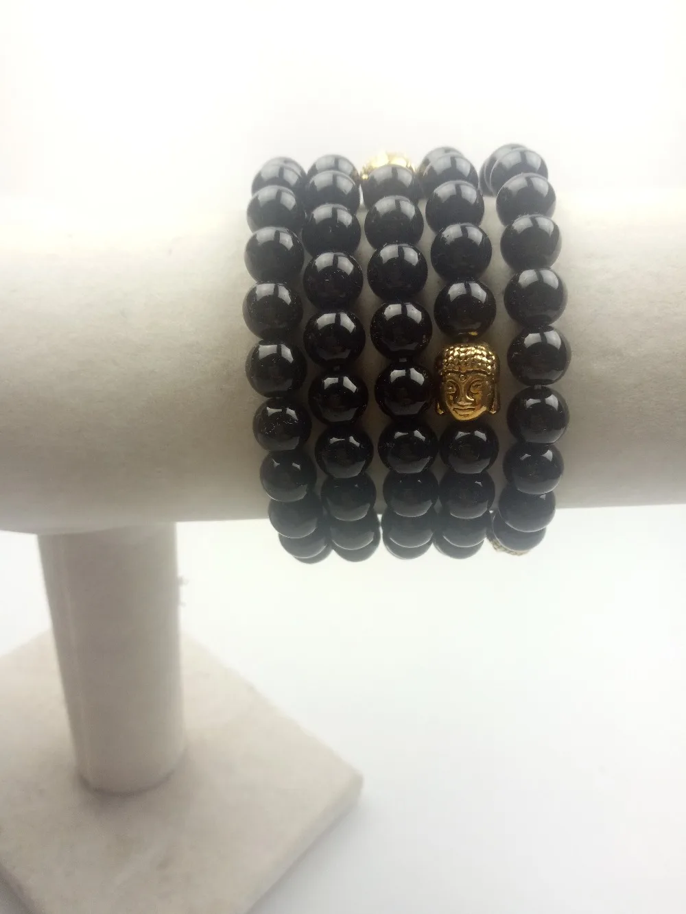 108 Черный ониксовый браслет модные браслеты для йоги мала с бусинами голова Будды