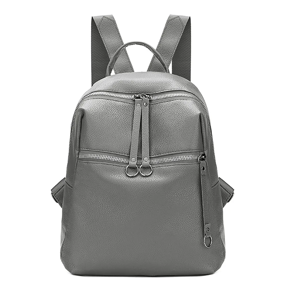 Gray Sleeper#401 женский рюкзак, сумка из мягкой кожи, Студенческая сумка, простой рюкзак mochila, чистый цвет - Цвет: Gray