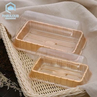 50pcs baking packaging box swiss roll bread disposable cake box cheese mousse clear plastic cake box long blister packs plastic