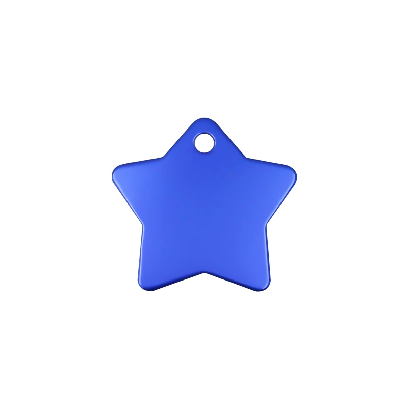 Blue 2 шт./лот, Звездные ID-бирки для питомцев, выгравированные бирки для собак, алюминиевый индивидуальный ошейник для питомцев, персонализированный ошейник для кошек, ярлыки для щенков 35*36 мм - Цвет: Blue