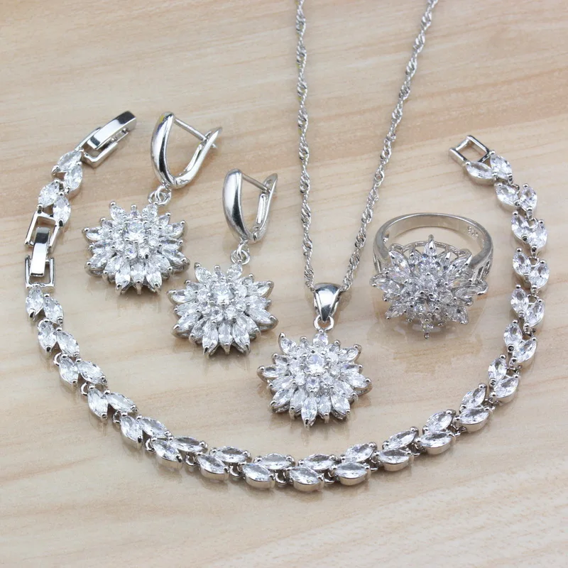 Комплект из колье серёг и браслета с фианитом|Ювелирные наборы для невесты| |
