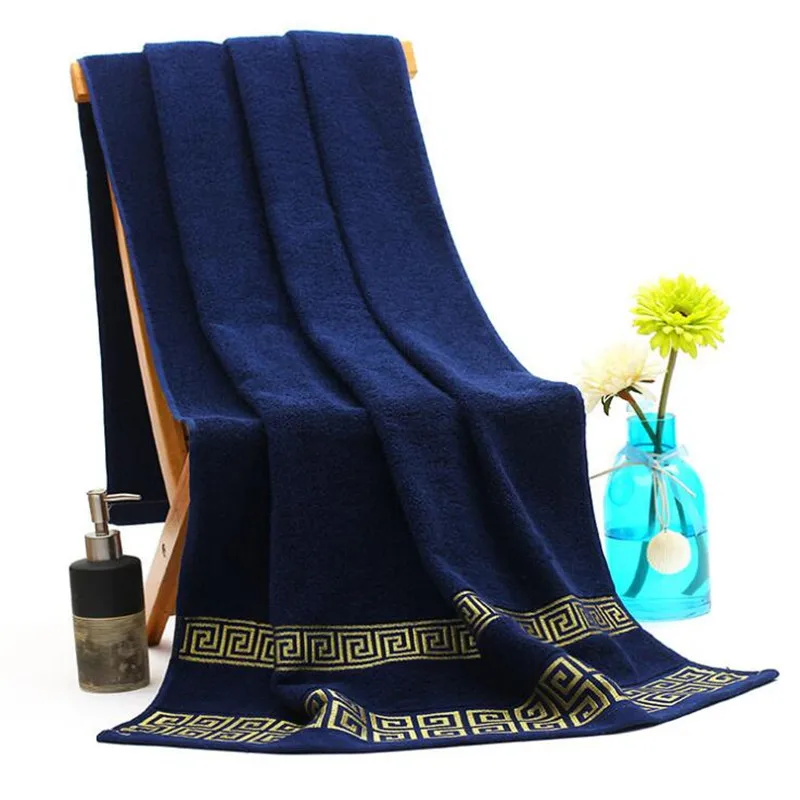 Blue bath towel Мягкое хлопковое уплотненное банное полотенце для мужчин и женщин, коммерческое банное полотенце, большое полотенце 75 см* 150 см - Цвет: Blue bath towel