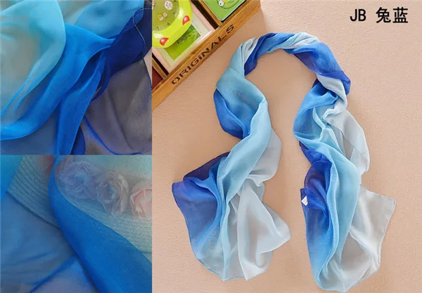 Длинная шифон градиент шелк шарф для женщины весна осень 160 * 50 см|silk scarf dying|silk winesilk