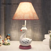 creative cartoon swan desk lamp girl bedroom childrens room princess room light modern minimalist resin bird desk lamp