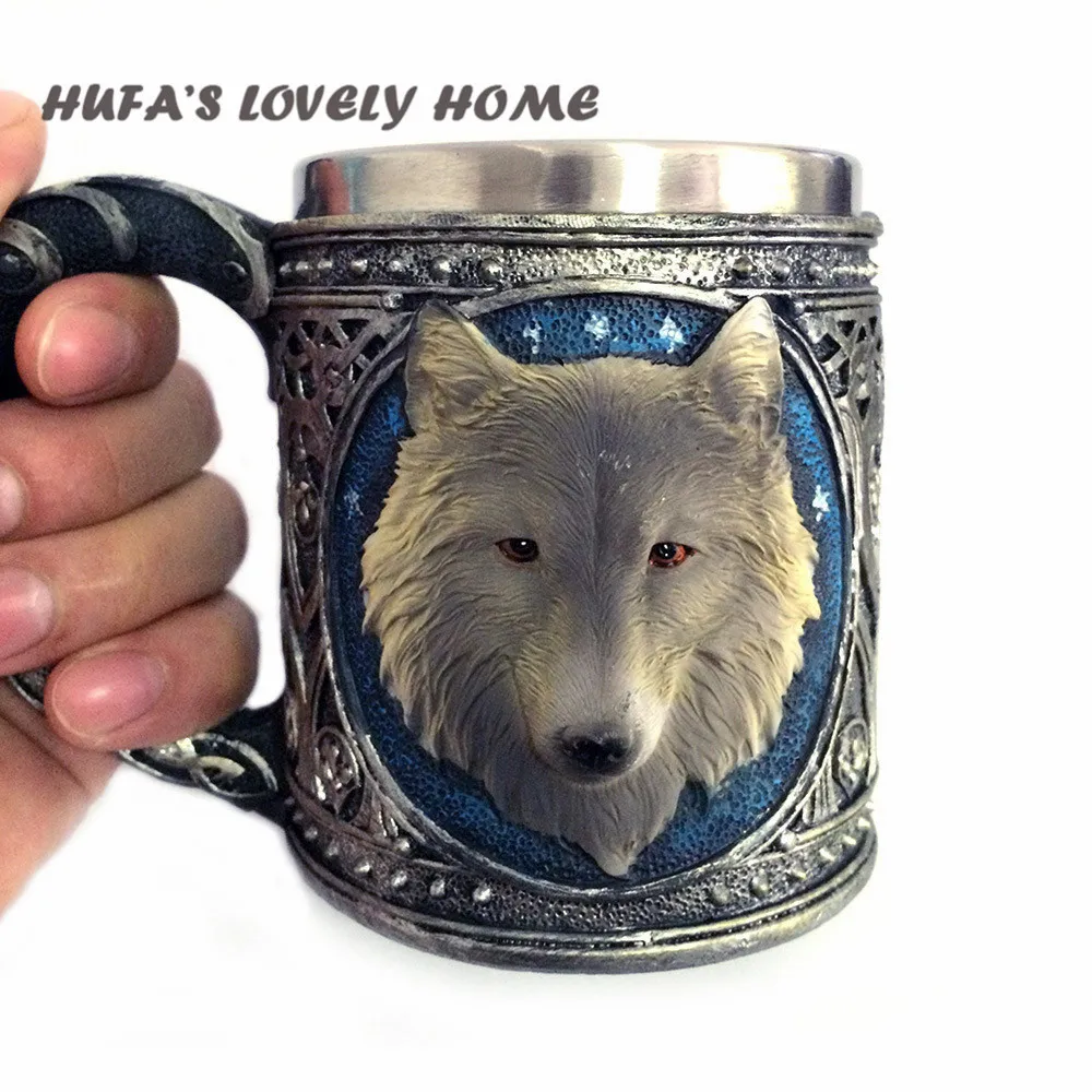 HUFA'S прекрасный дом новое странное Волчья Голова кружка 3D Смола из нержавеющей