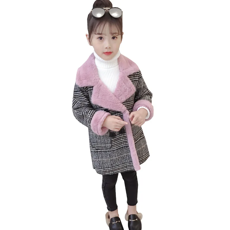 Fashion Winter Girls Long Jacket Thick Warm Plaid Coats Heavyweiht Girl Outerwear Children New Kids Child Clothing | Детская одежда и