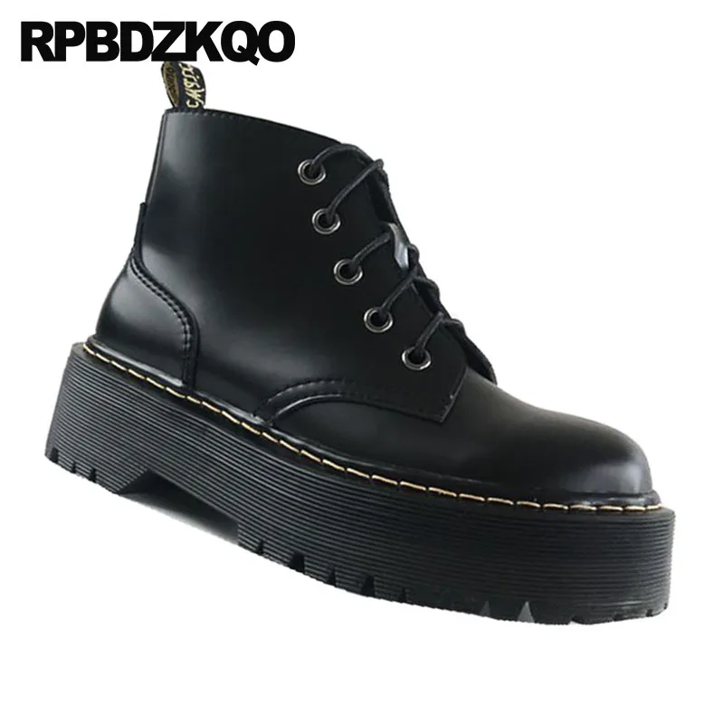 Ботильоны женские на шнуровке спереди повседневная обувь танкетке 10 черные