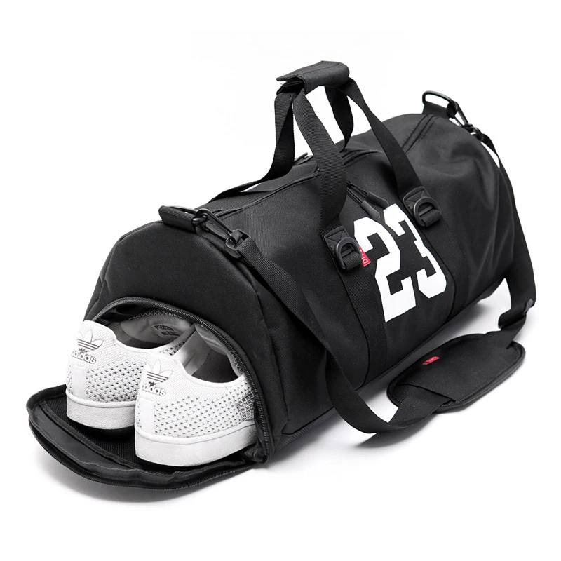 Black with shoe bag Новинка, Мужская камуфляжная спортивная сумка с карманом для хранения обуви, женская спортивная сумка для фитнеса, прочная сумка для спорта на открытом воздухе - Цвет: Black with shoe bag
