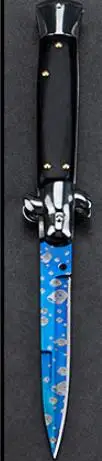 Black with Blue Итальянский кухонный нож AKC для фруктов с деревянной ручкой и 440 стальным лезвием, изысканные походные ножи на шпильке, инструмент для повседневного использования, 8 цветов - Цвет: Black with Blue