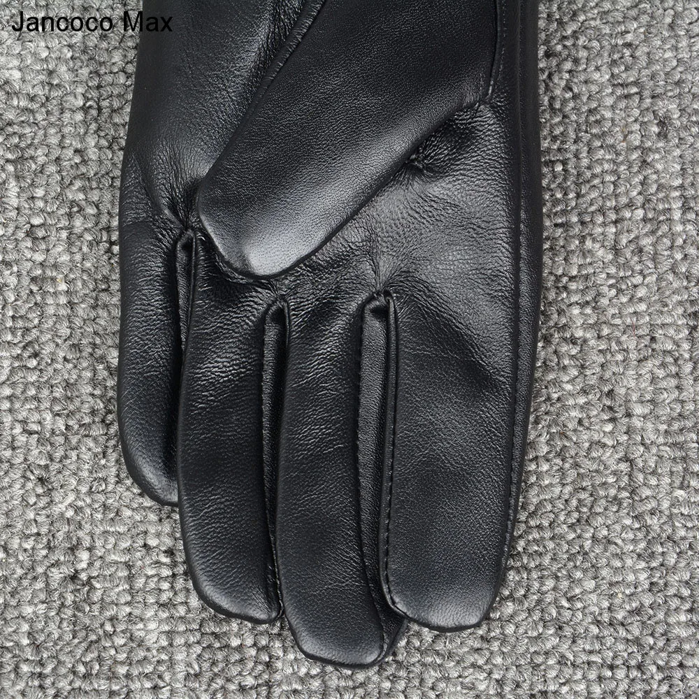 Jancoco Max перчатки из натуральной овечьей кожи для мужчин зимние спортивные черные варежки с сенсорным экраном Новое поступление S2053