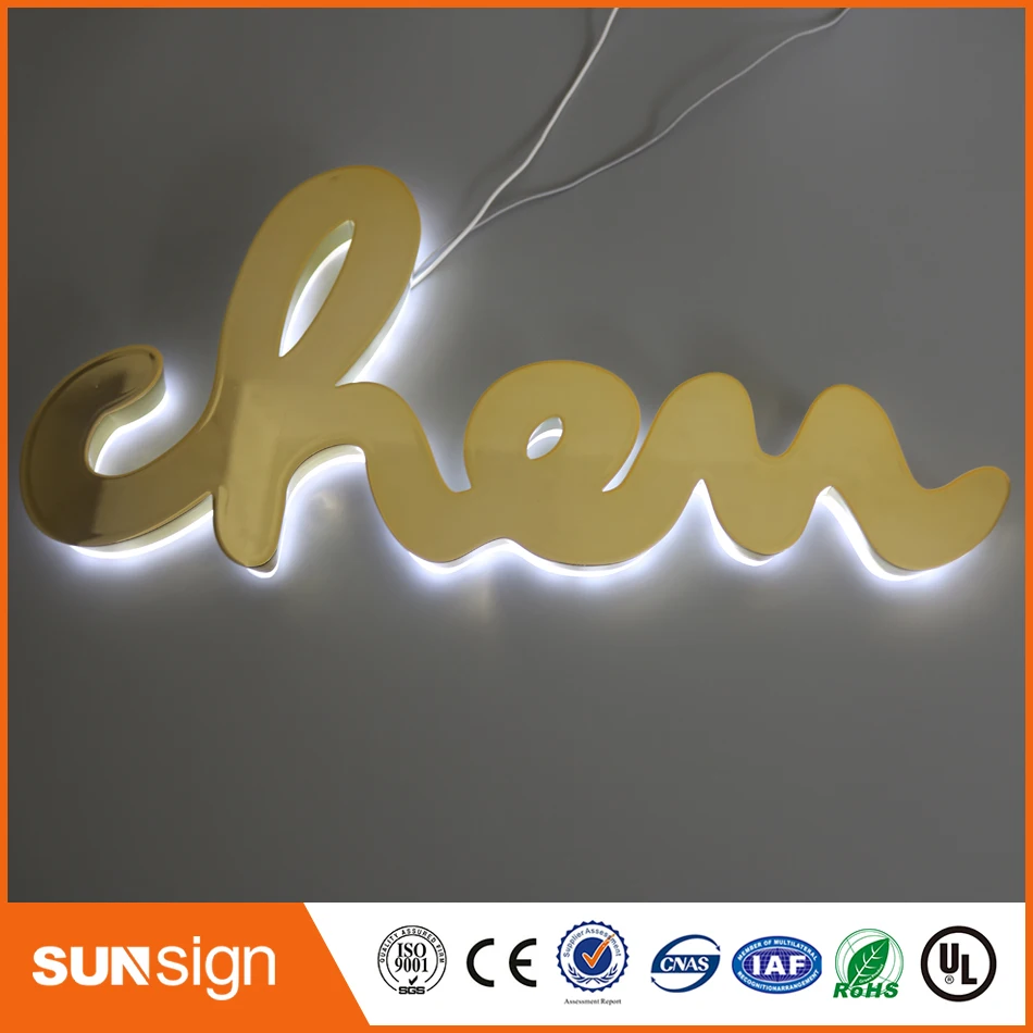 Polished /Brushed Vintage Metal Backlit signage letters LED 3D illuminated Channel letters signs for Advertising customized