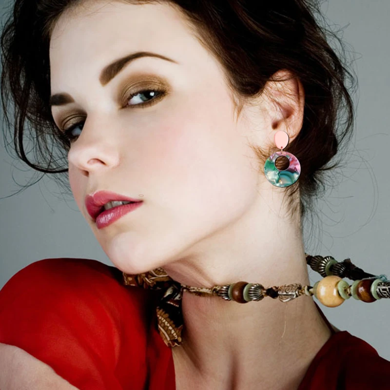 Богемные акриловые круглые Висячие серьги для женщин модные ювелирные изделия