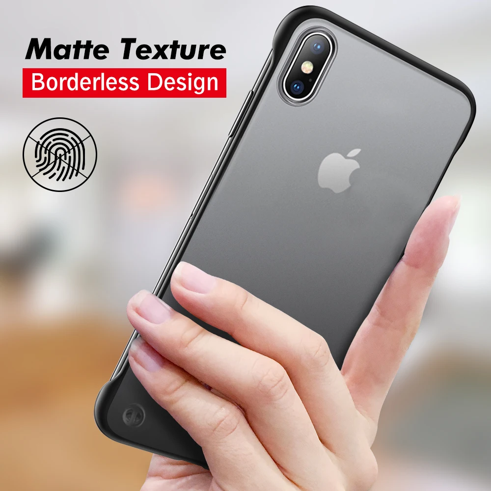 Новый чехол без оправы для iPhone XS Max 6 6S 7 8 Plus X Матовый Жесткий акриловый 10 чехлы с