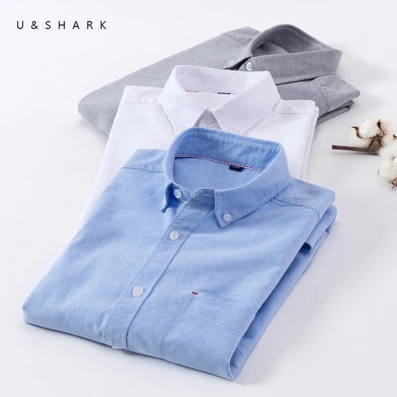 Рубашка U & SHARK Мужская с коротким рукавом из 100% хлопка в полоску|Повседневные