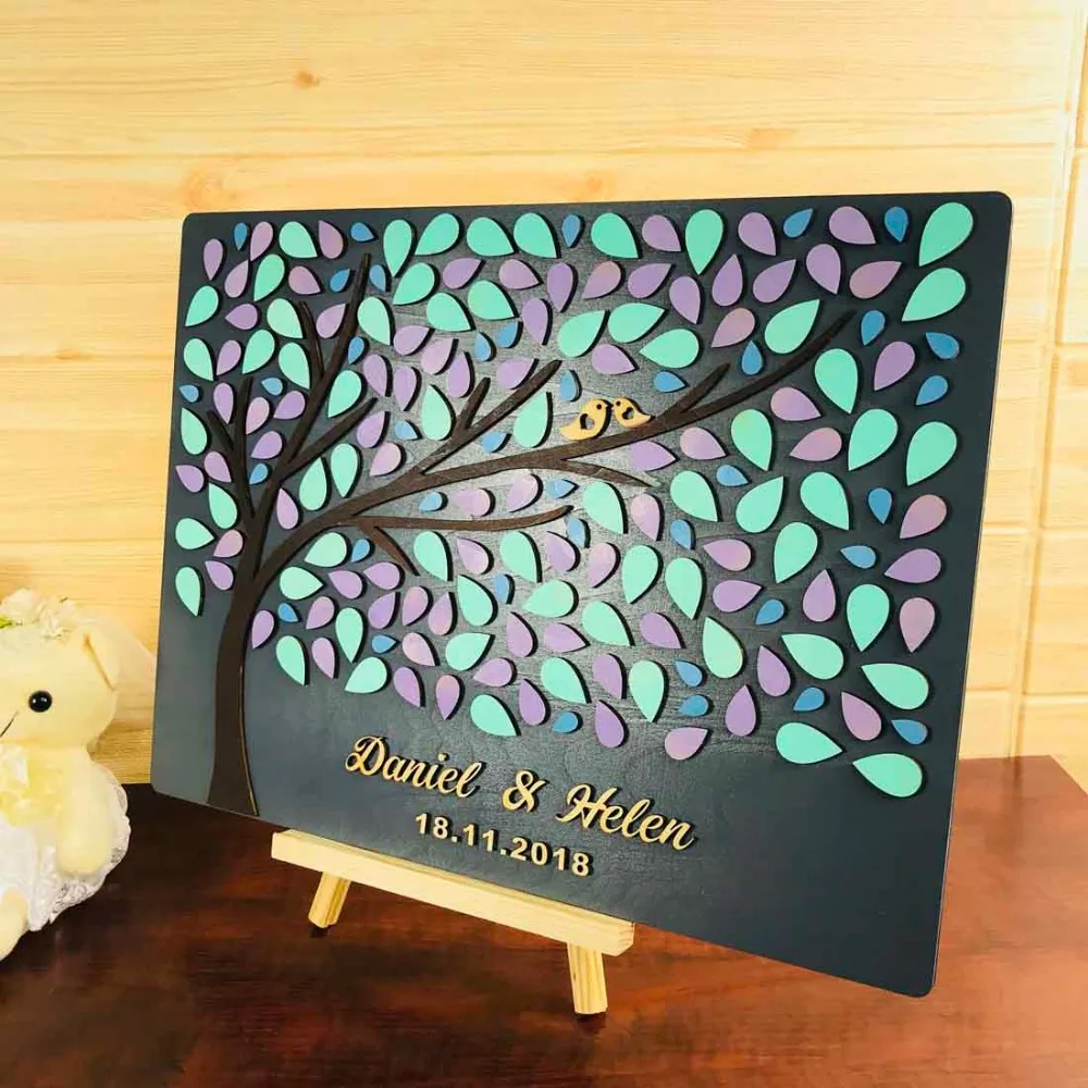 

Custom Rustic Wooden Decor Unique Wedding Guest Book 3D Wood Alternative Guest Book Heart Tree Of Life Wedding Gifts For Guests