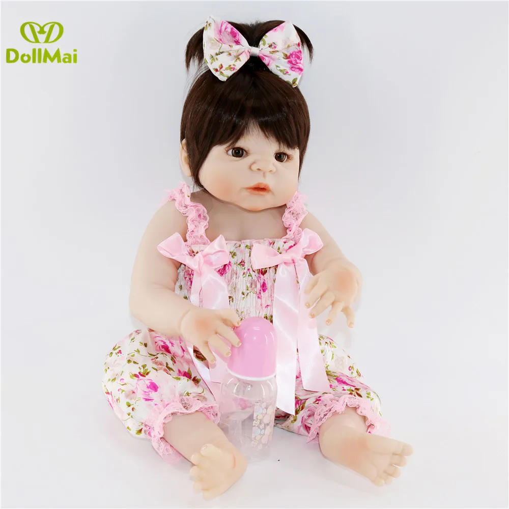 

Кукла реборн полностью силиконовая виниловая для девочек, парик из волос, Реалистичная мягкая кукла-младенец, 22 дюйма