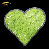 light green heart sequins patches applique sew on embroidered clothing diy craft iron on t shirt repair decor for woman garment
