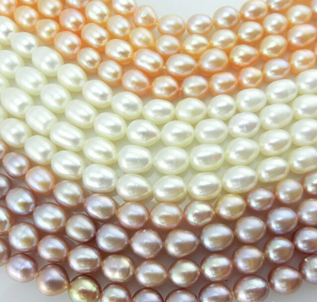 new Fashion 7-8MM  Freshwater Pearl Rice shape 14" Running quantity DIY Making jewelry Wholesale and retail