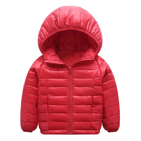 red Модная тонкая одежда для детей 2-13 лет; Верхняя одежда и пальто для мальчиков; сезон осень-зима; светильник; куртка-пуховик для девочек; теплая детская одежда с капюшоном - Цвет: red
