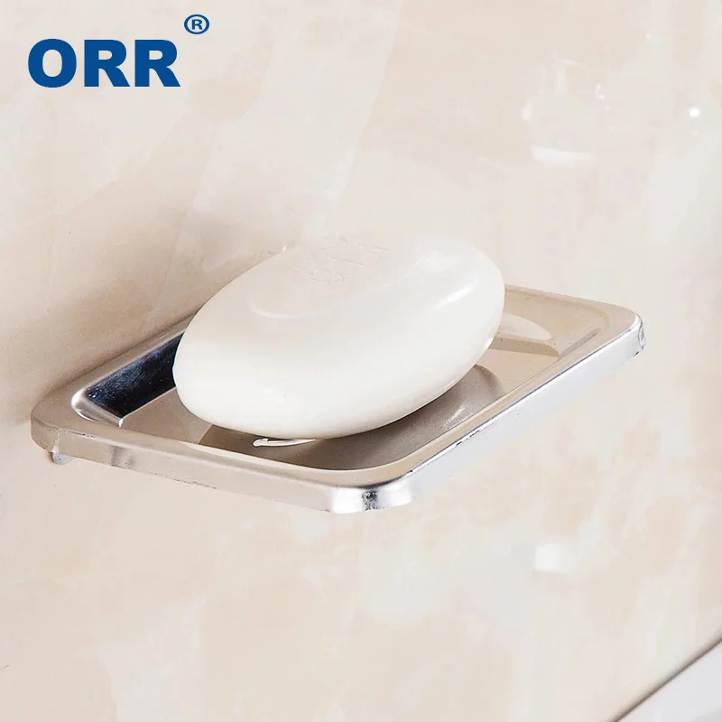 

New 2pcs Smile soap dish wall mounted box Holder Rectangle StainlessSteel carry case Bathroom Tray Accessories sabao ORR