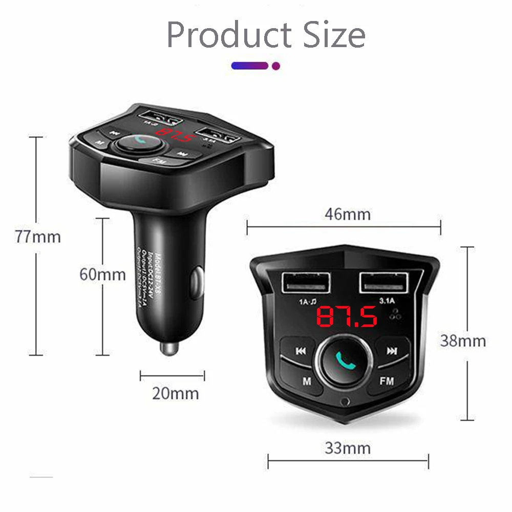 Bluetooth 5,0 FM Moudlator гарнитура для звонков Автомобильный mp3 плеер двойной USB зарядное устройство Поддержка TF U диск воспроизведения музыки