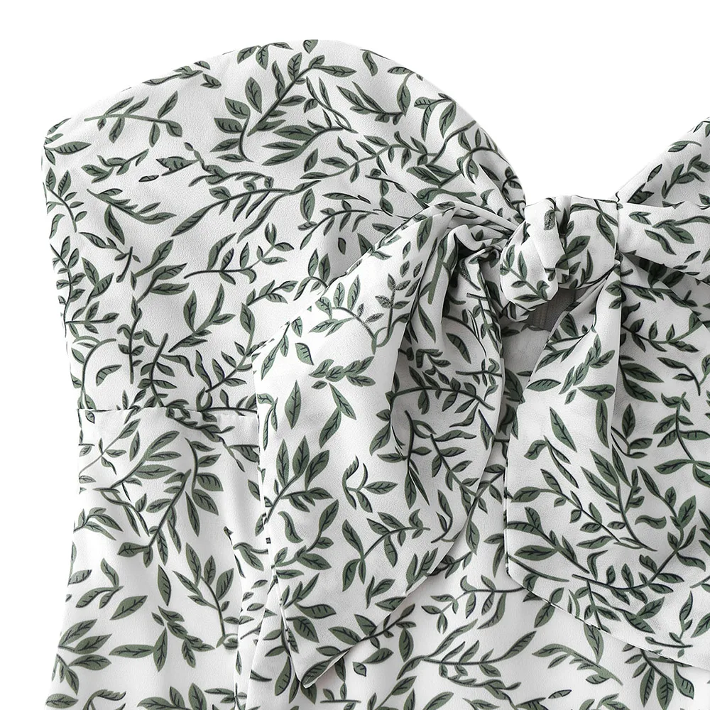 ZAFUL с завязкой спереди листья носки без пятки платье Для женщин узлом бретелек