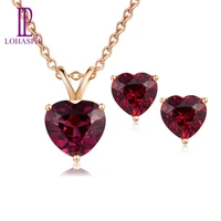 lp solid 14k rose gold natural gemstone rhodolite garnet stud earrings pendant bridal set jewelry sets for women new2019