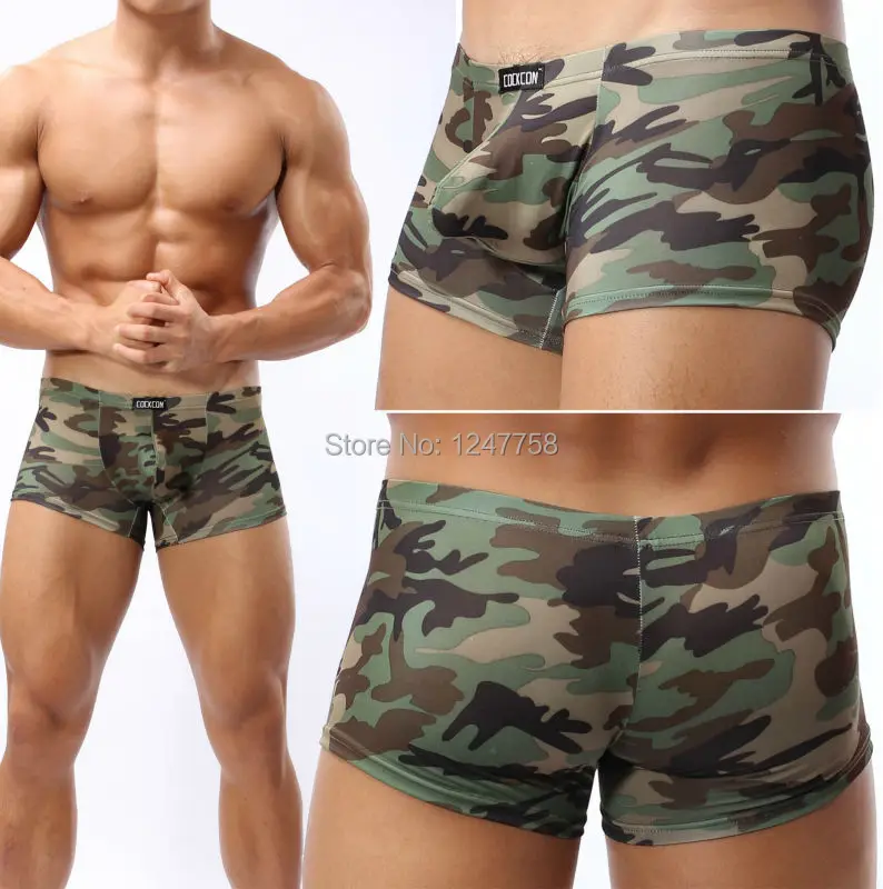 Мужское камуфляжное нижнее белье бикини боксеры с выпуклым мешочком