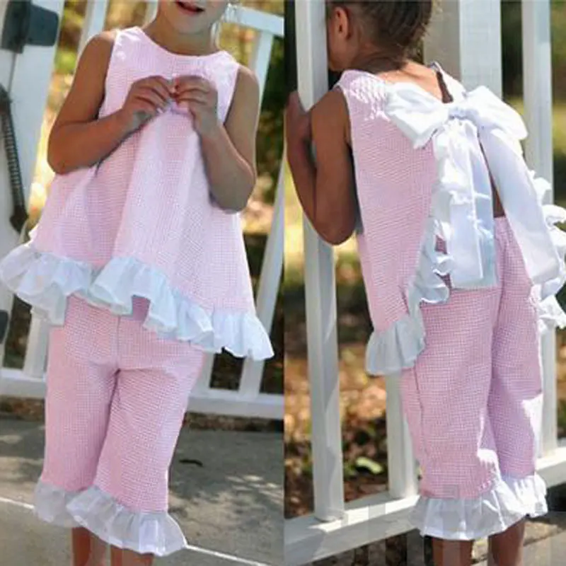 Лето 2019 г. Милый детский жилет с большим бантом для маленьких девочек топы + шорты