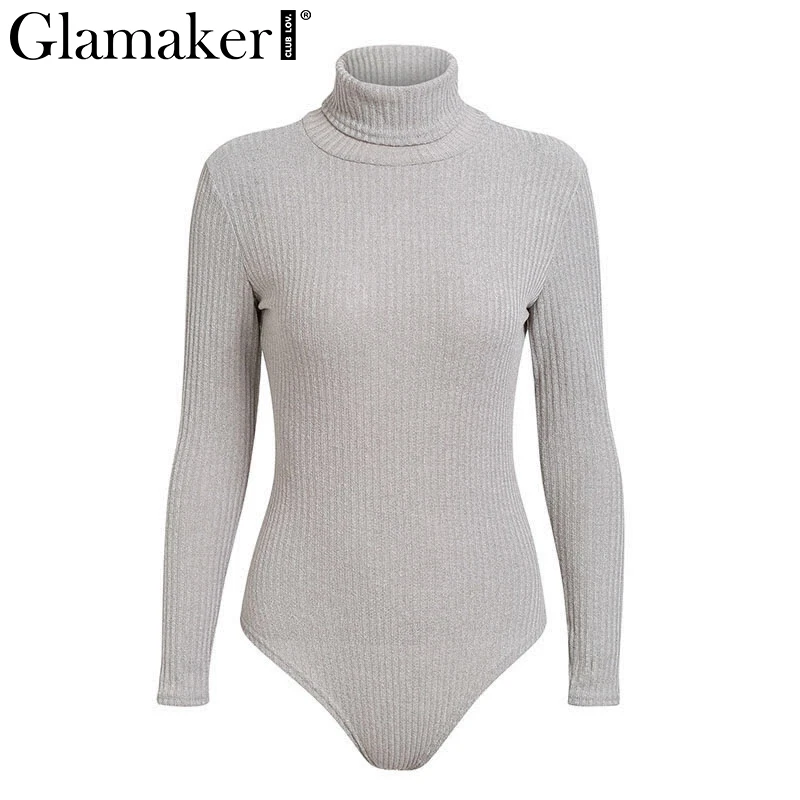 Женский Трикотажный боди Glamaker с высоким воротом и длинным рукавом| |