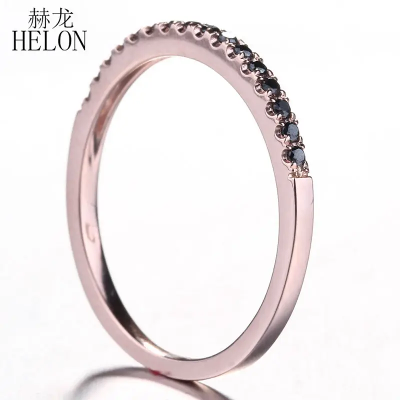 HELON женские черные бриллианты Изящные одноцветные слипоны; 14 K, покрыто розовым золотом проложить черных бриллиантов для помолвки, свадьбы, годовщины, ювелирные изделия из драгоценных металлов, украшения для ремешка